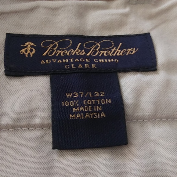 2 PAIRS - KHAKI BROOKS BROTHERS MEN'S CLARK'S STRAIGHT FIT CHINO PANTS,S-37"X32" - Picture 7 of 9
